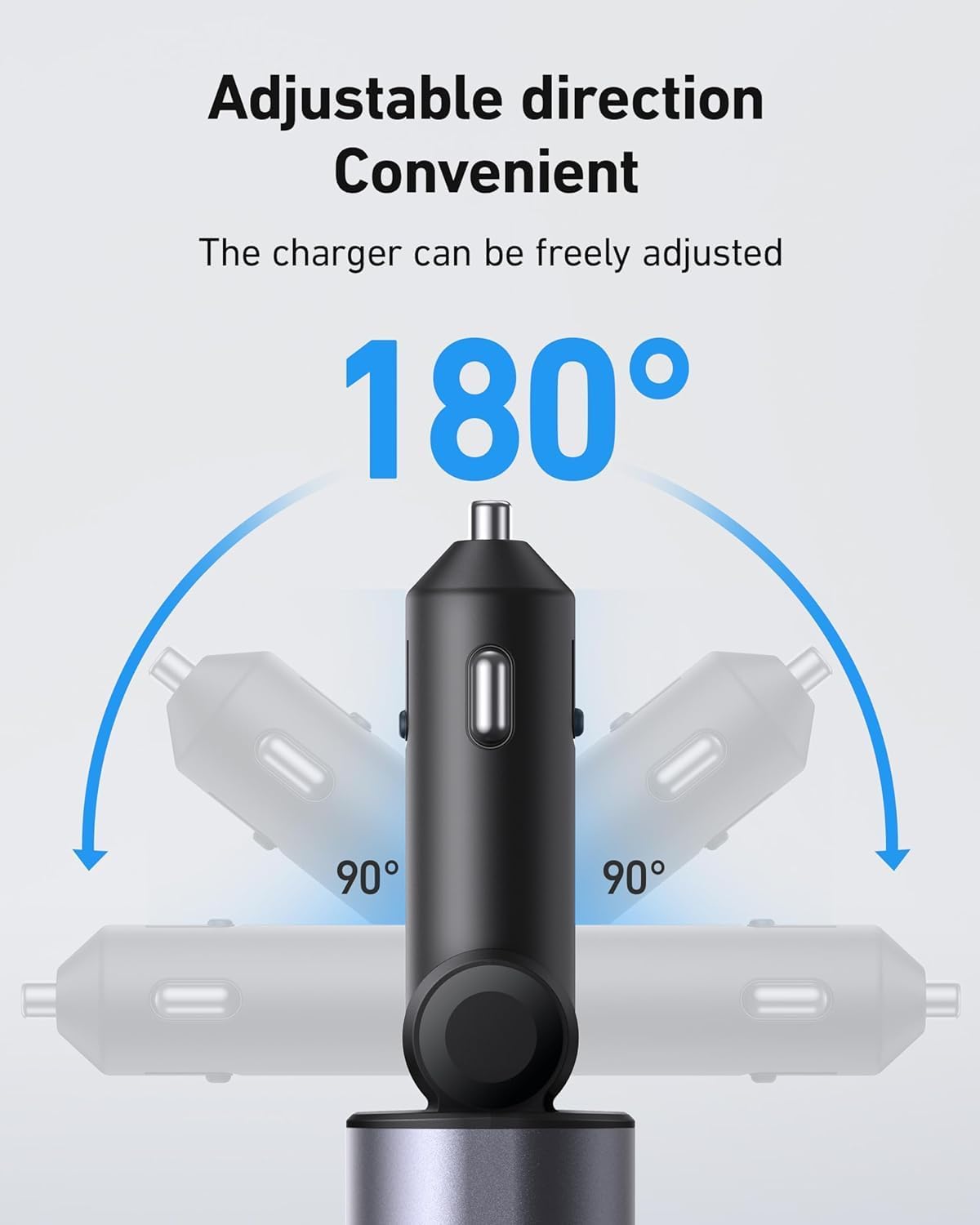 Trendtronics Retractable Car Charger, 120W - 4 in 1 Fast Car Charger with USB-C & Lightning Cables
