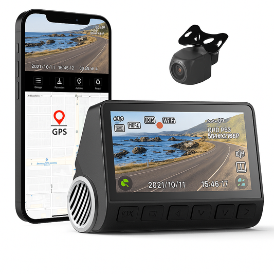 Trendtronics Car 4K Dashcam Pro with Sony STARVIS 2 IMX675 Sensor | Dual ChannelNight Vision | 5MP UHD Front (140°), 2MP FHD Rear | 3.2" LCD | Wi-Fi, Mic