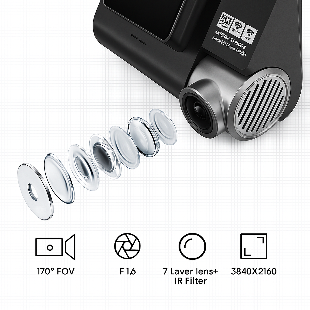 Trendtronics Car 4K Dashcam Pro with Sony STARVIS 2 IMX675 Sensor | Dual ChannelNight Vision | 5MP UHD Front (140°), 2MP FHD Rear | 3.2" LCD | Wi-Fi, Mic