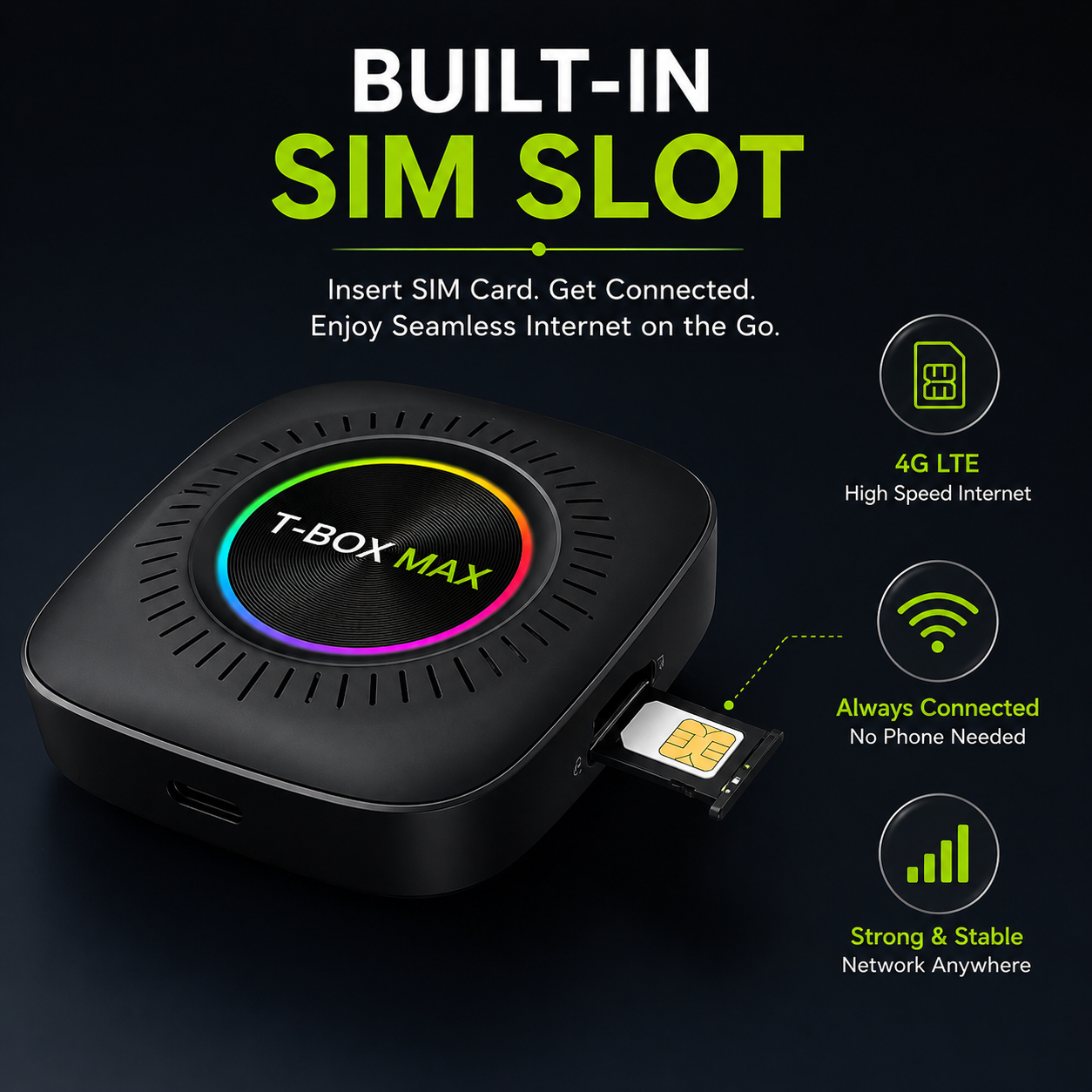 Trendtronics Tbox Max with Inbuilt SIM Slot , 8+128GB, Android 13, CarPlay & Android Auto, Google Play, YouTube, Netflix, jiohotstar(1-Year Warranty)