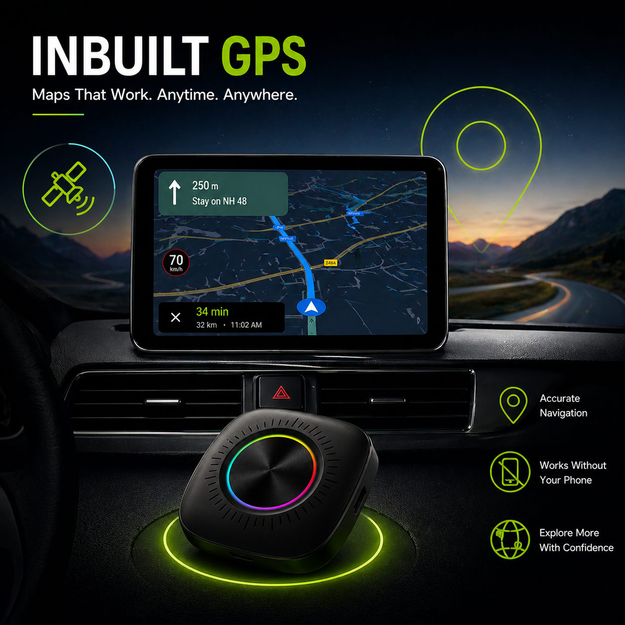 Trendtronics Tbox Max with Inbuilt SIM Slot , 8+128GB, Android 13, CarPlay & Android Auto, Google Play, YouTube, Netflix, jiohotstar(1-Year Warranty)